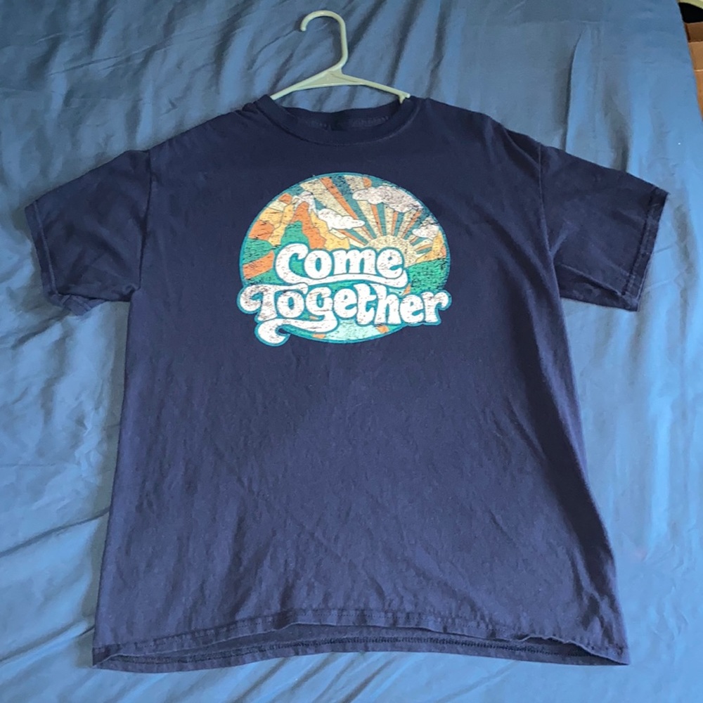 “Come together” Beatles quote Navy Graphic Tee Shirt Brand: Humor
